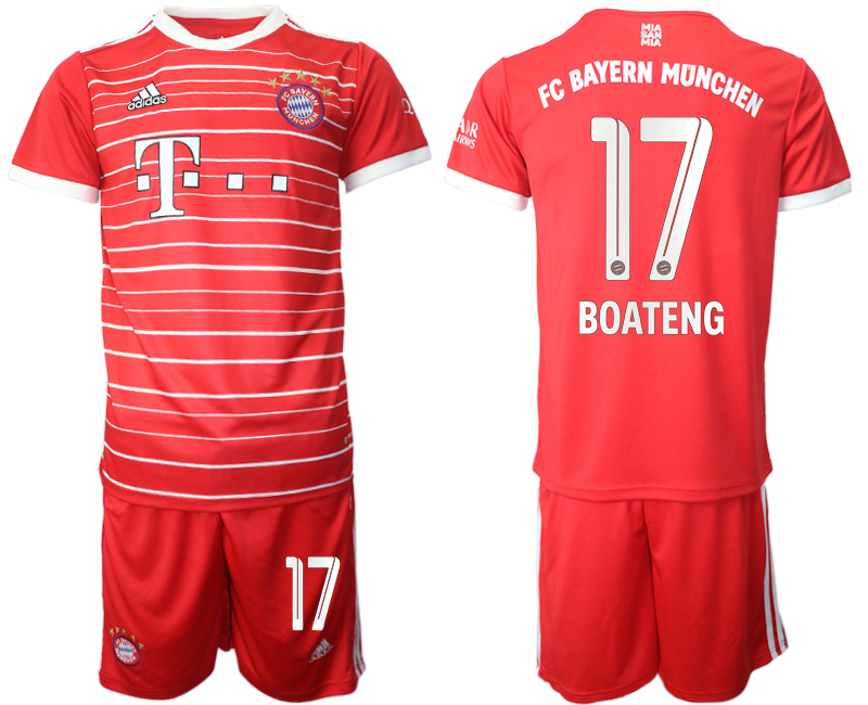Men 2022-2023 Club Bayern Munich home Red #17 Adidas Soccer Jersey->bayern munich jersey->Soccer Club Jersey